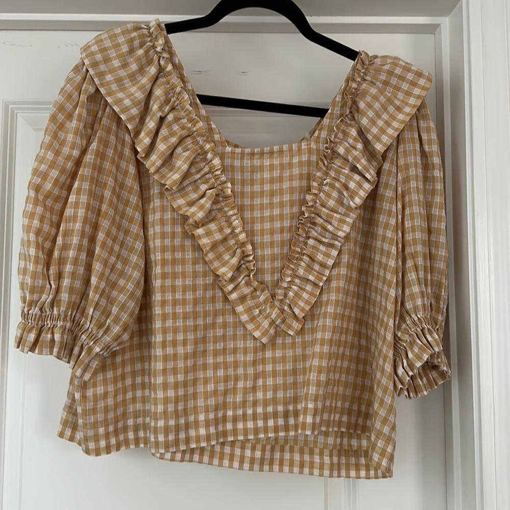 Innika Choo Mustard Gingham Top